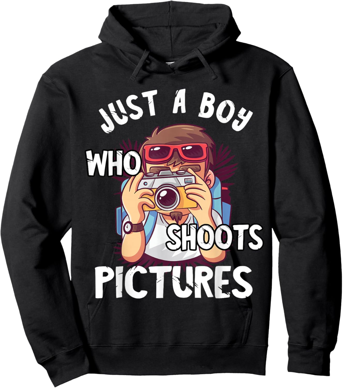 Just A Boy Who Shoots Pictures Photograph Camera Photography Hoodie - Hoodie | Black