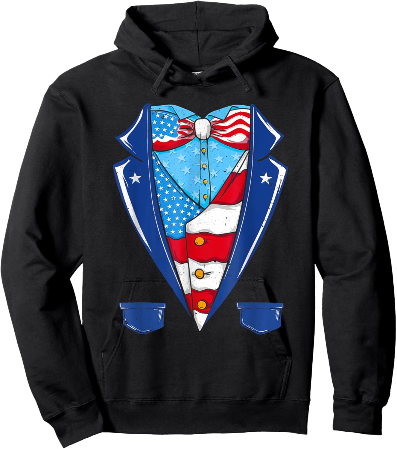 Uncle Sam American Flag Vest Patriotic Halloween Costume Women Kids Men Hoodie - Hoodie | Black