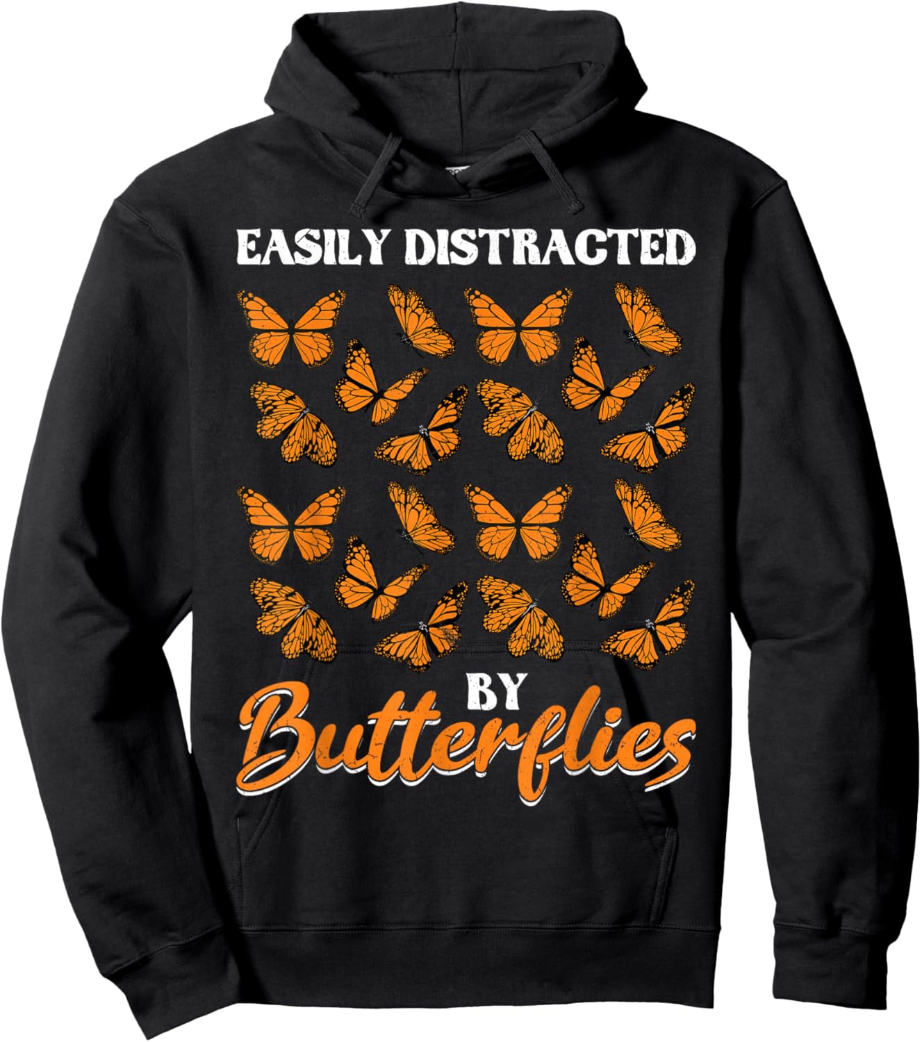 Easily Distracted by Butterflies Monarch Butterfly Hoodie - Hoodie | Black