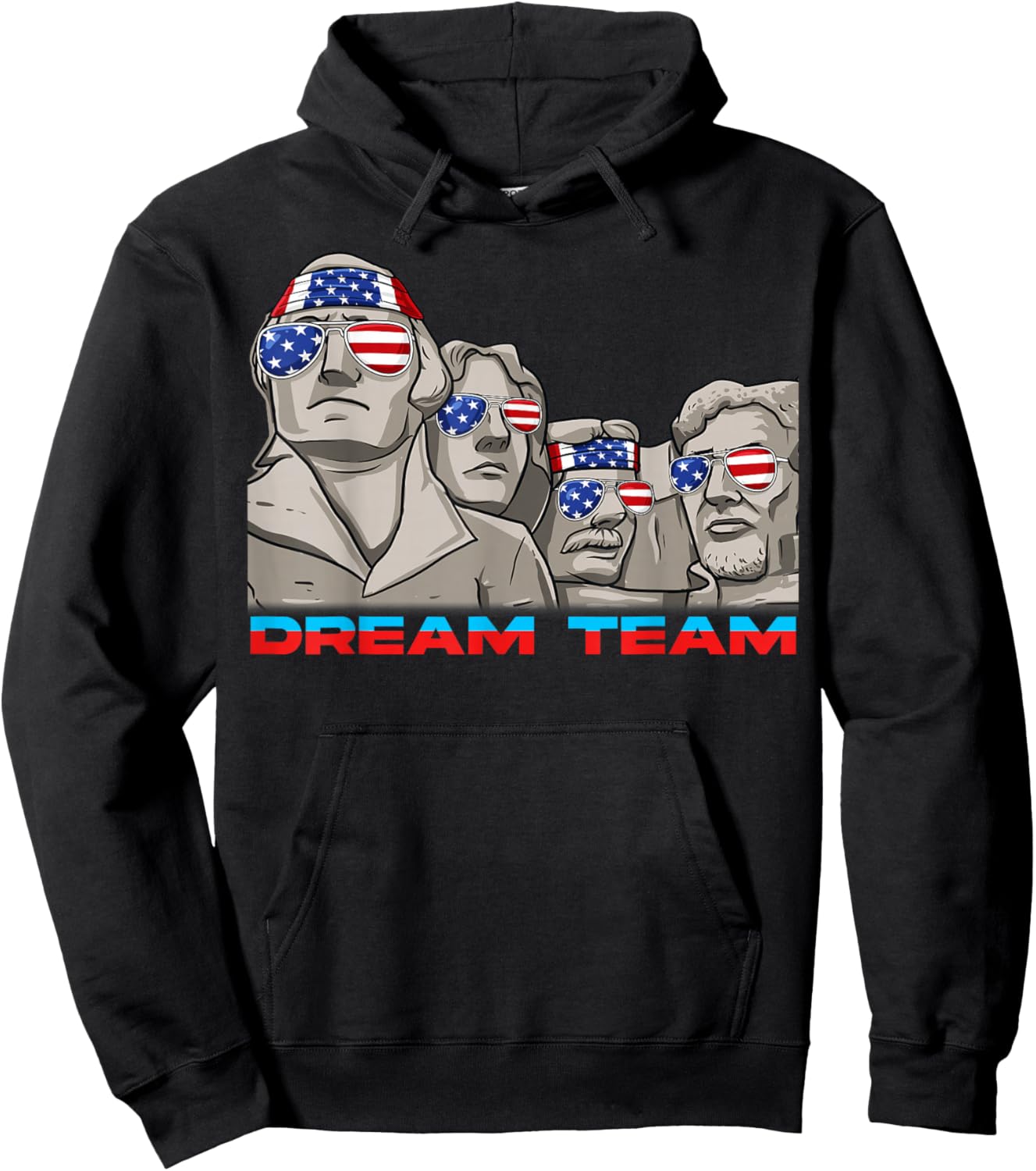 Mount Rushmore 4th of July Funny Patriotic Presidents Team Hoodie - Hoodie | Black