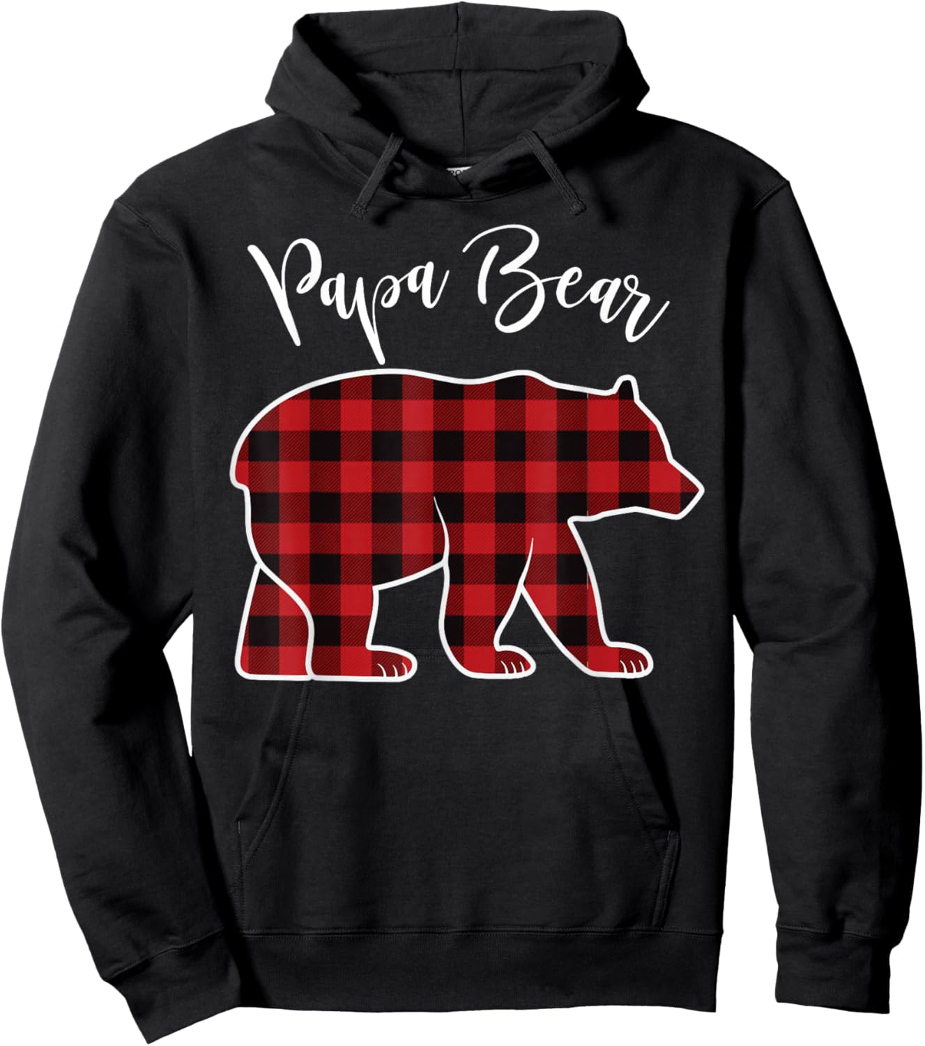 Papa Bear Pajama Red Buffalo Xmas Funny Family Christmas Hoodie - Hoodie | Black