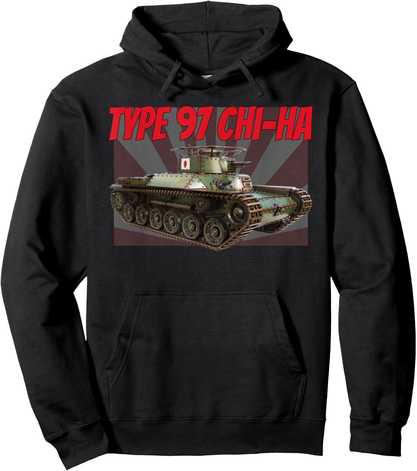 WW2 Japanese Chi Ha Type 97 Medium Tank for Boys Dad Grandpa Hoodie - Hoodie | Black