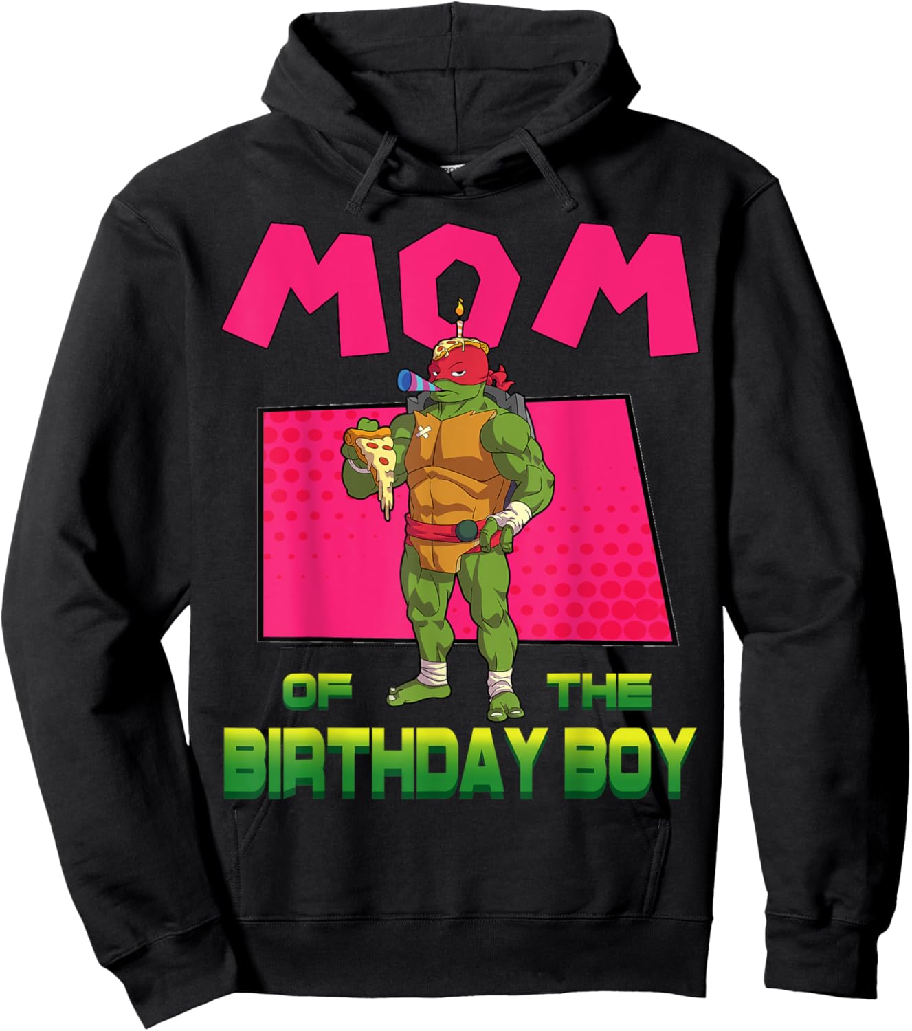 Mademark x Teenage Mutant Ninja Turtles - Raph Mommy of the Birthday Boy Pizza Theme Party Hoodie - Hoodie | Black