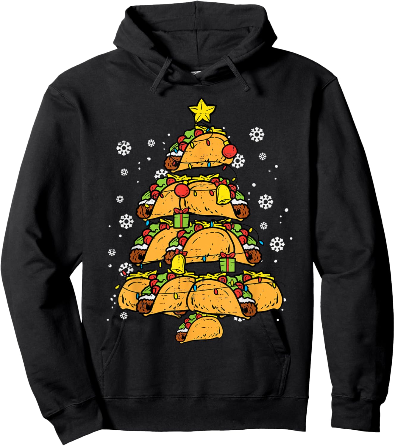 Taco Christmas Tree Xmas Mexican Food Hoodie - Hoodie | Black