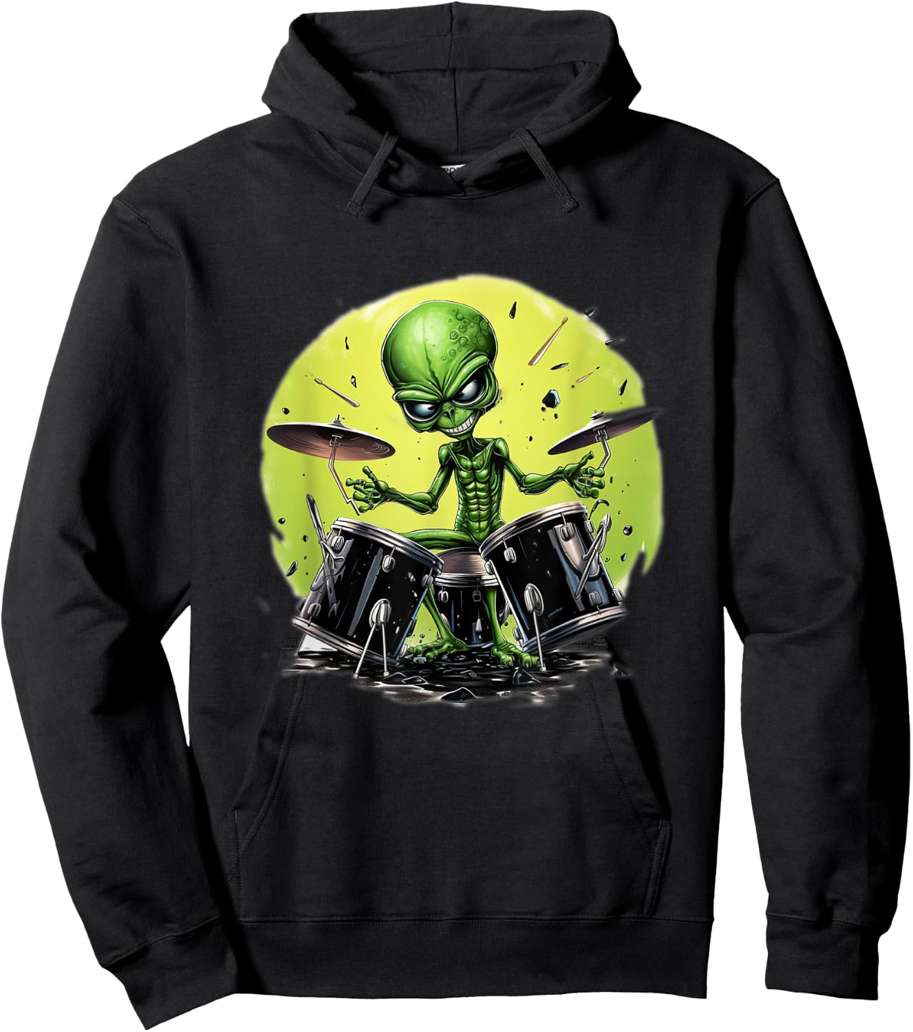 Alien Playing Drums Gifts For Drummers Hoodie - Hoodie | Black