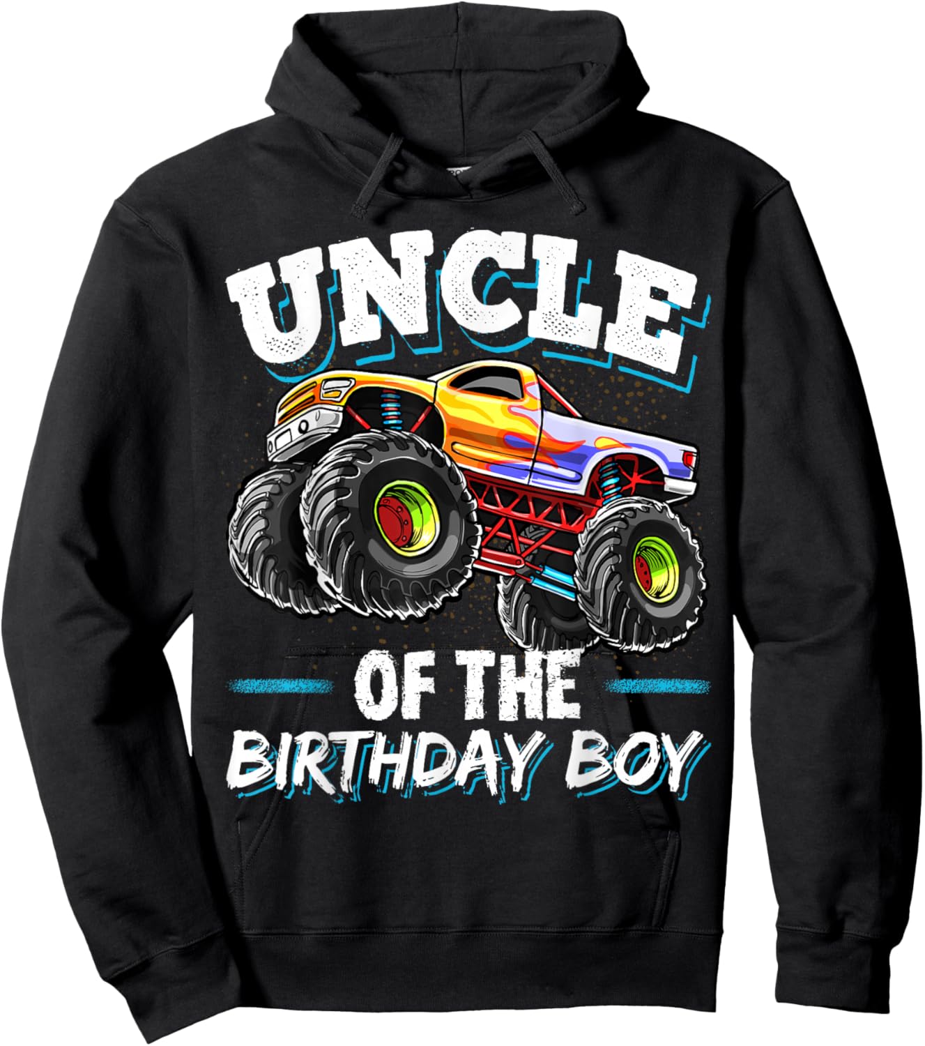 Uncle of the Birthday Boy Monster Truck Birthday Party Hoodie - Hoodie | Black