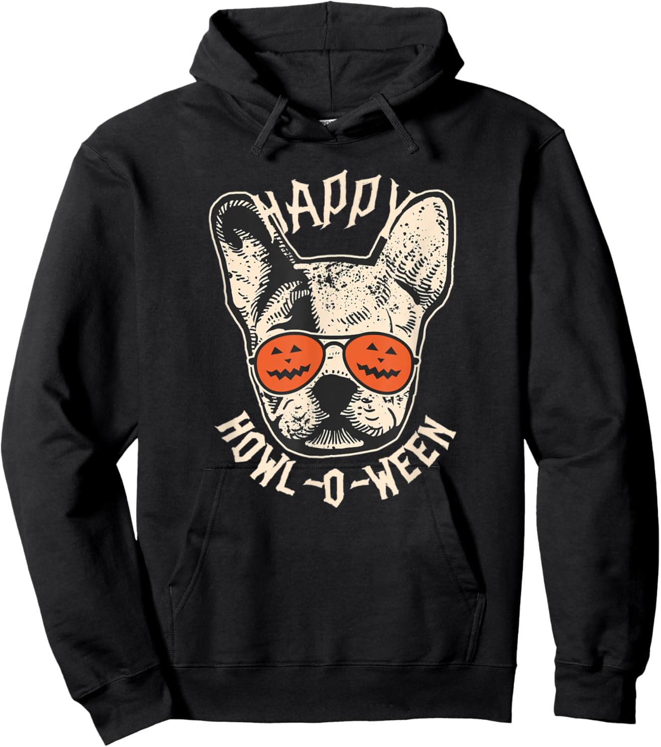 Happy Howl-o-ween Frenchie | French Bulldog Halloween Hoodie - Hoodie | Black