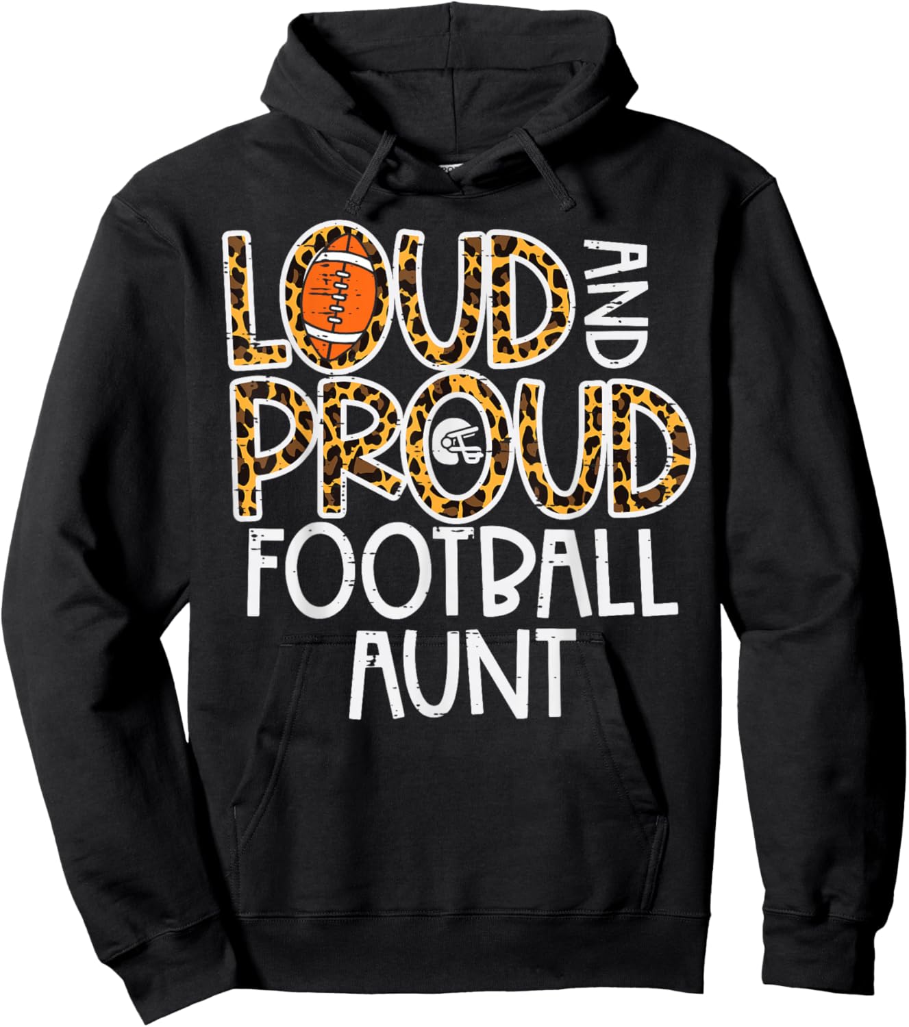 Leopard Loud & Proud American Football Aunt Family Auntie Hoodie - Hoodie | Black