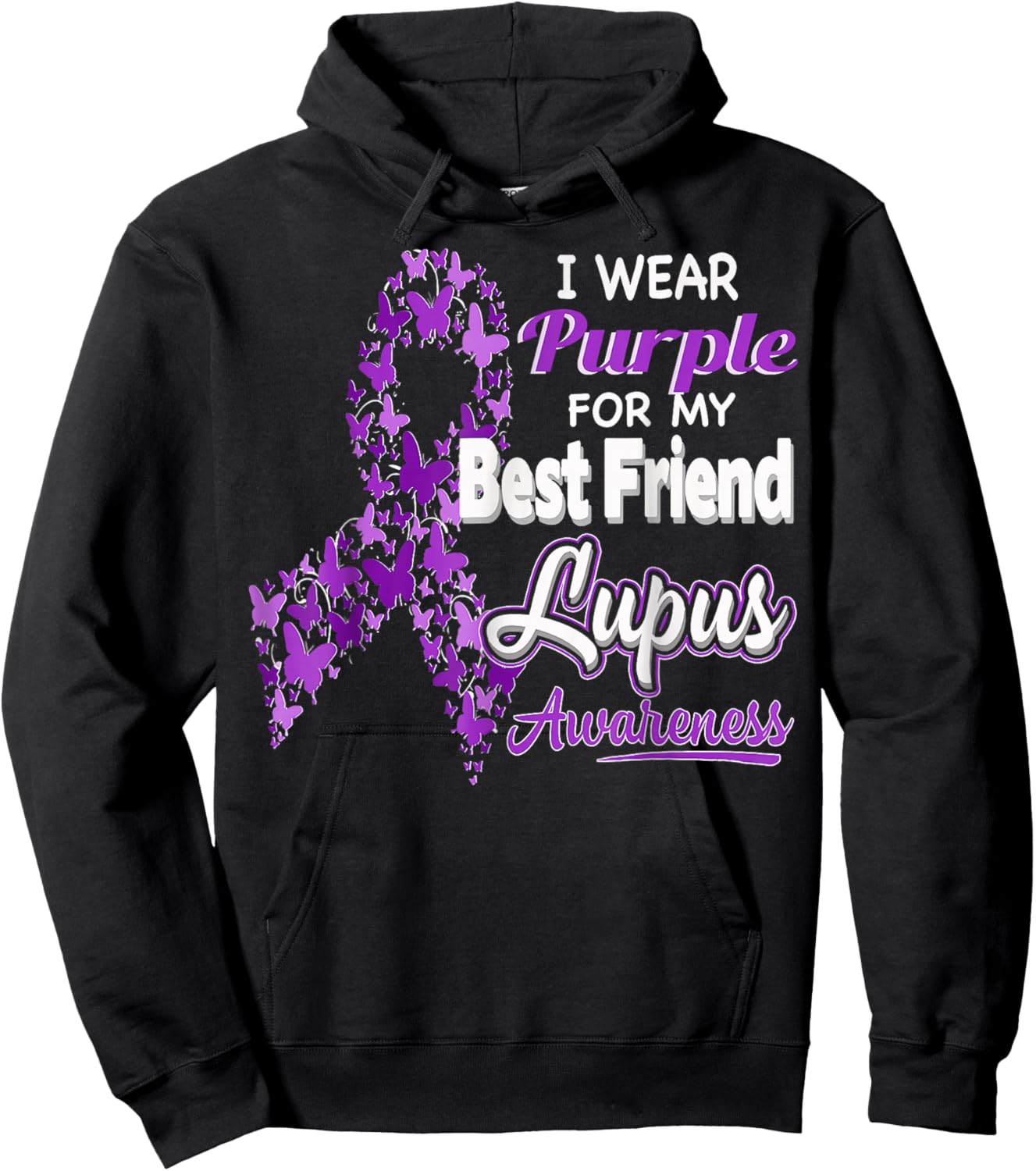I Wear Purple For My Best Friend Lupus Awareness Hoodie - Hoodie | Black