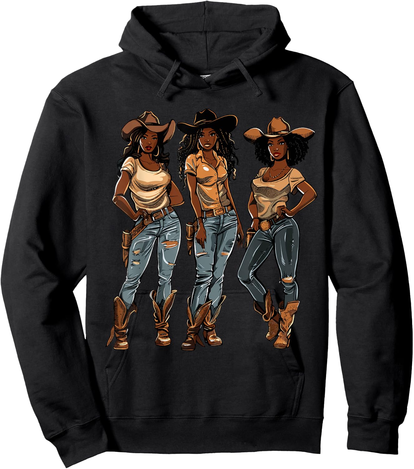 Black African American Cowgirl Western Country Texas Rodeo Hoodie - Hoodie | Black