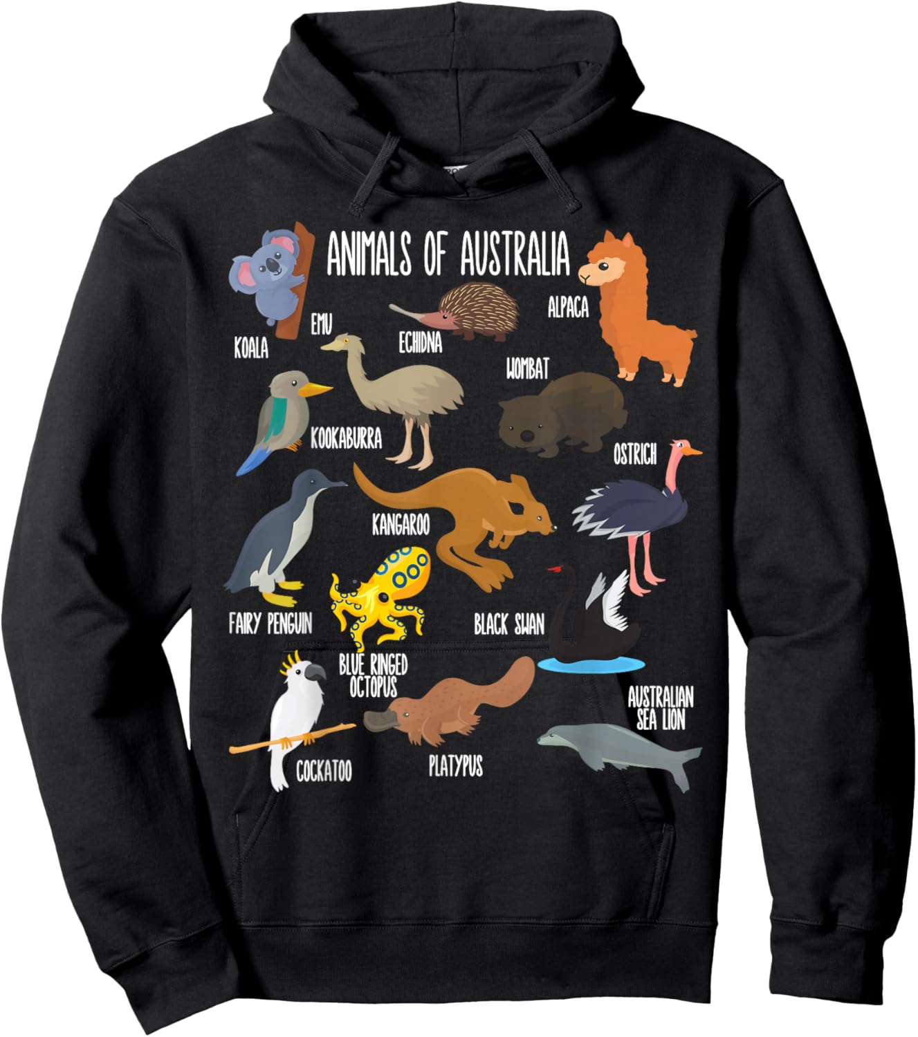 Animals of Australia Education Australian Animals Zoology Hoodie - Hoodie | Black