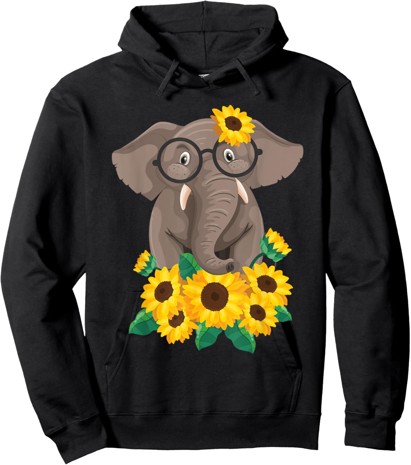 Elephant Sunflower - Zookeeper Zoologist Animal Whisperer Hoodie - Hoodie | Black