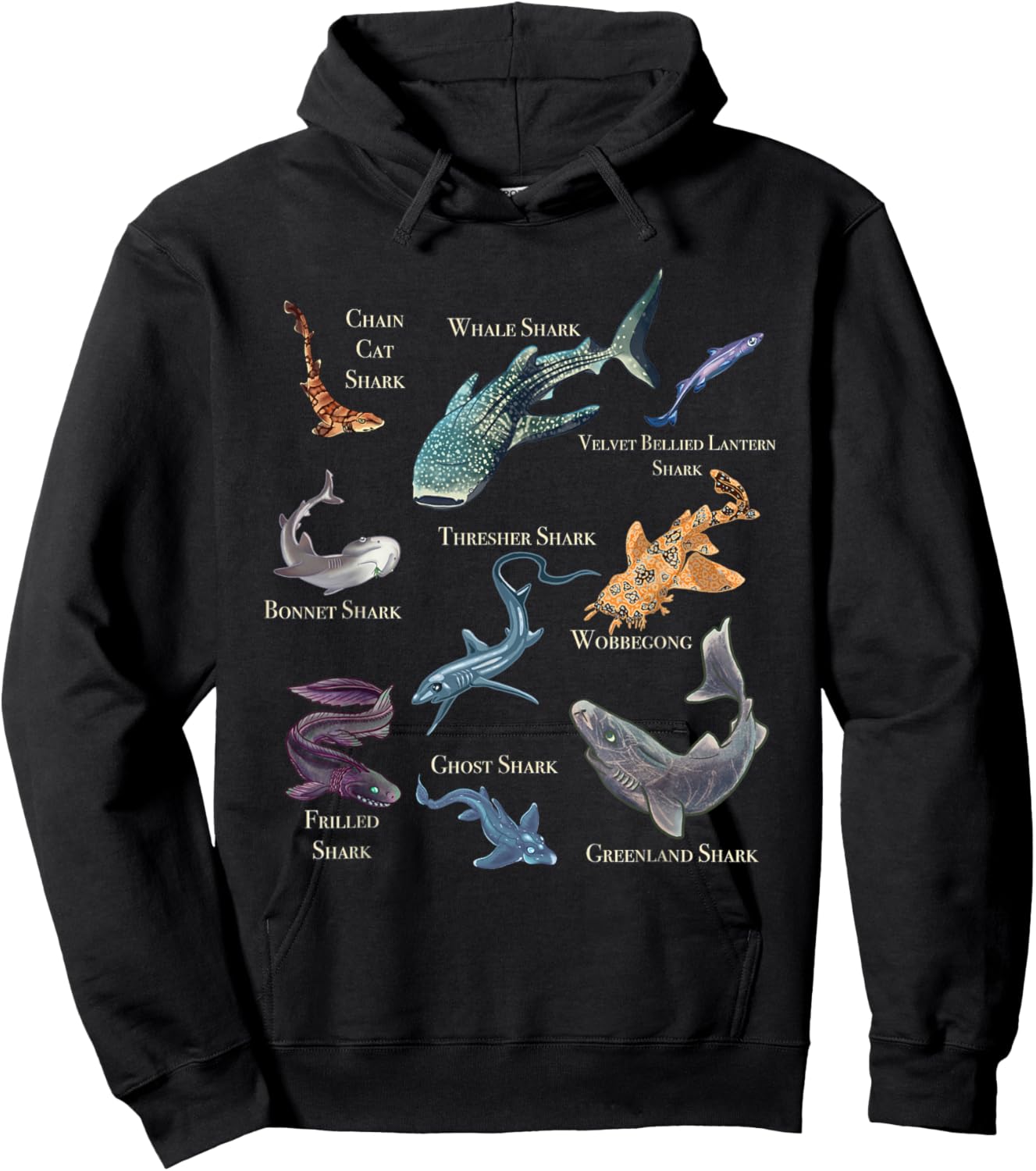 Shark Frenzy Fun Shark Collection Hoodie - Hoodie | Black