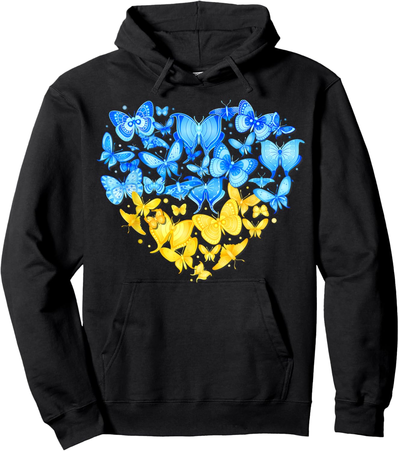 Heart Heart Ukraine Butterfly Ukraine Sunflower Hoodie - Hoodie | Black