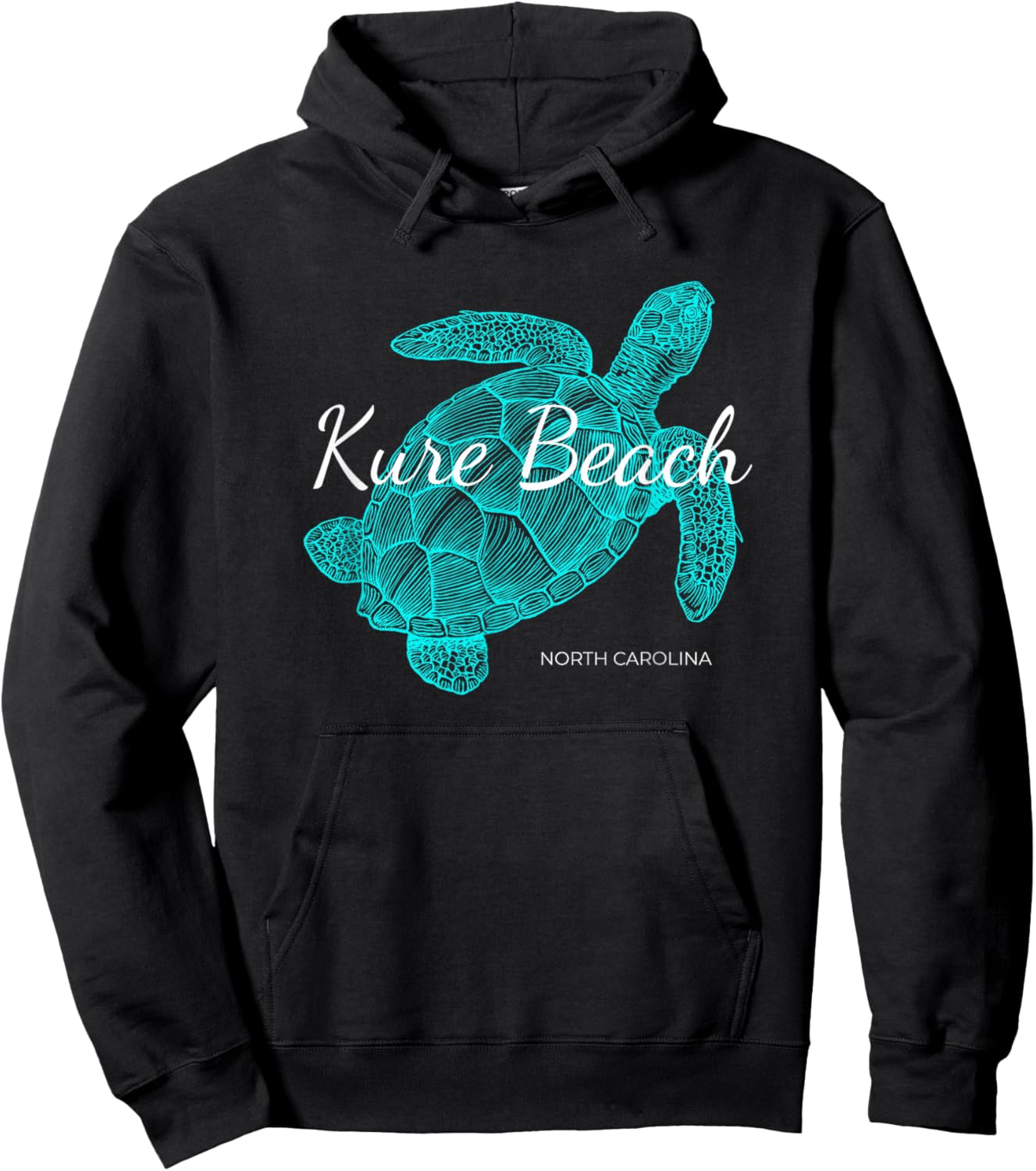 Kure Beach North Carolina Vacation With A Turtle Graphic Hoodie - Hoodie | Black