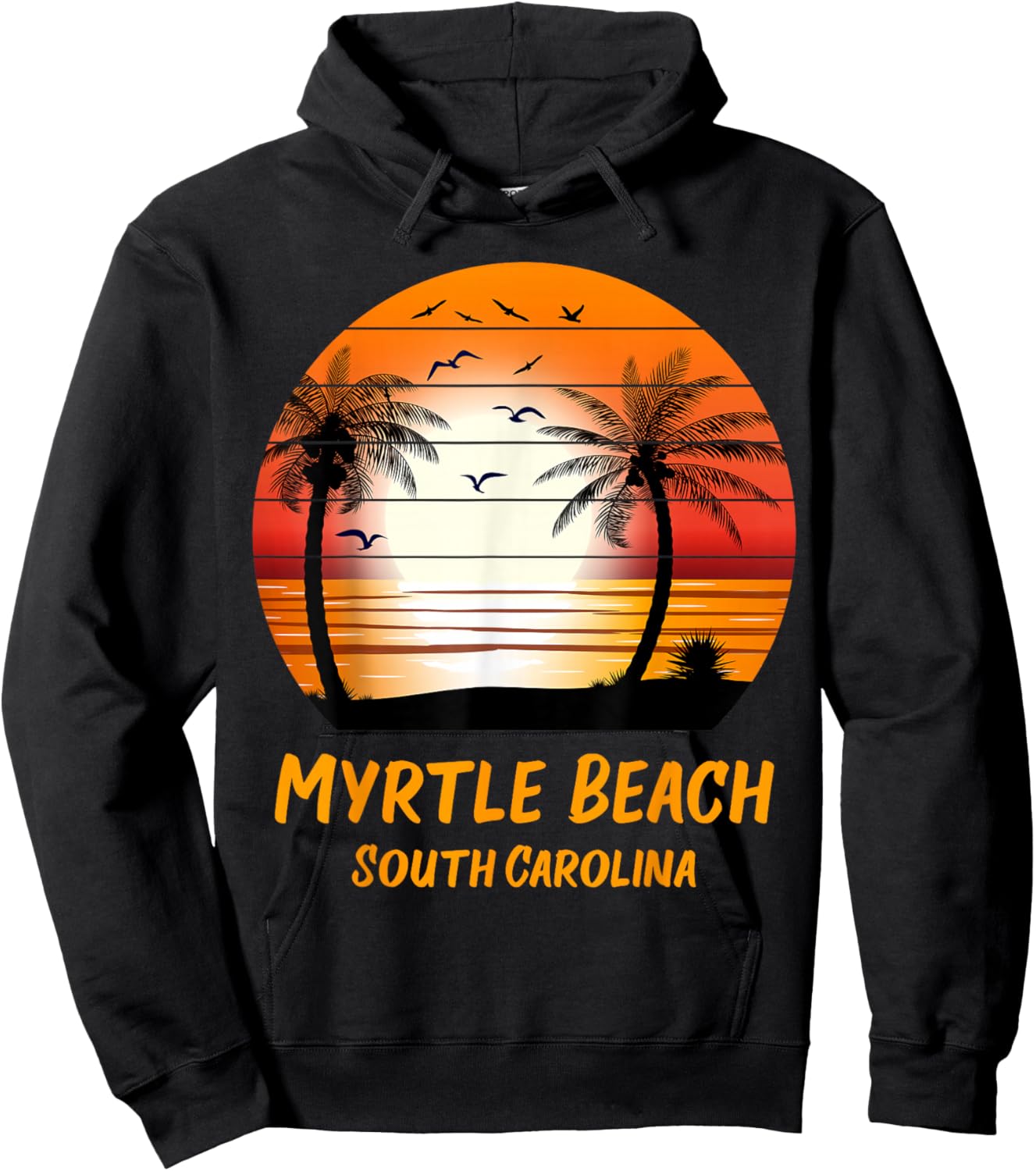 Myrtle Beach South Carolina Vintage Sunset Retro Vacations Hoodie - Hoodie | Black