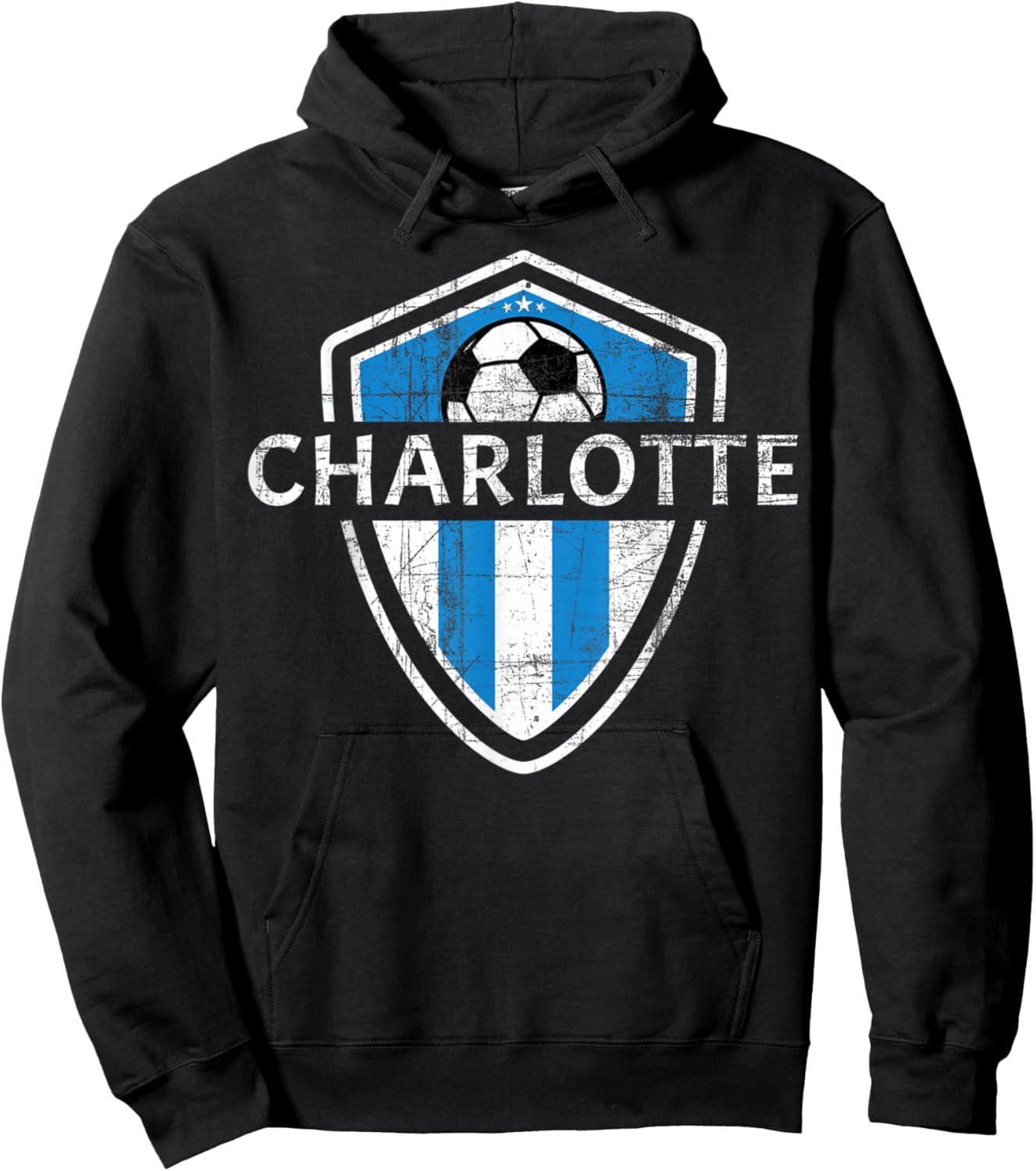 Charlotte 704 Jersey - Fan Badge Distressed Hoodie - Hoodie | Black