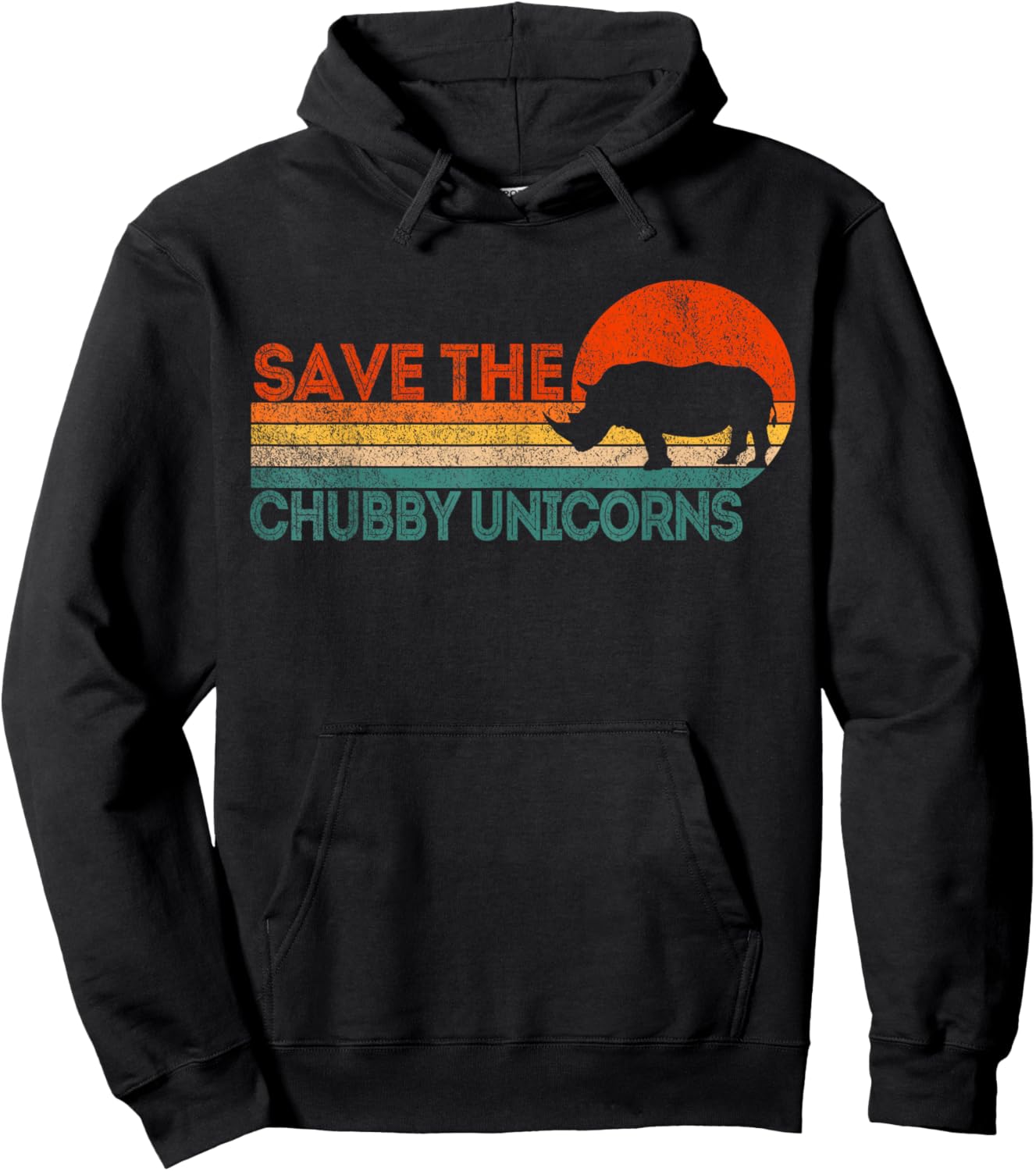 Save The Chubby Unicorns Funny Rhino Chubby Unicorn Retro Hoodie - Hoodie | Black