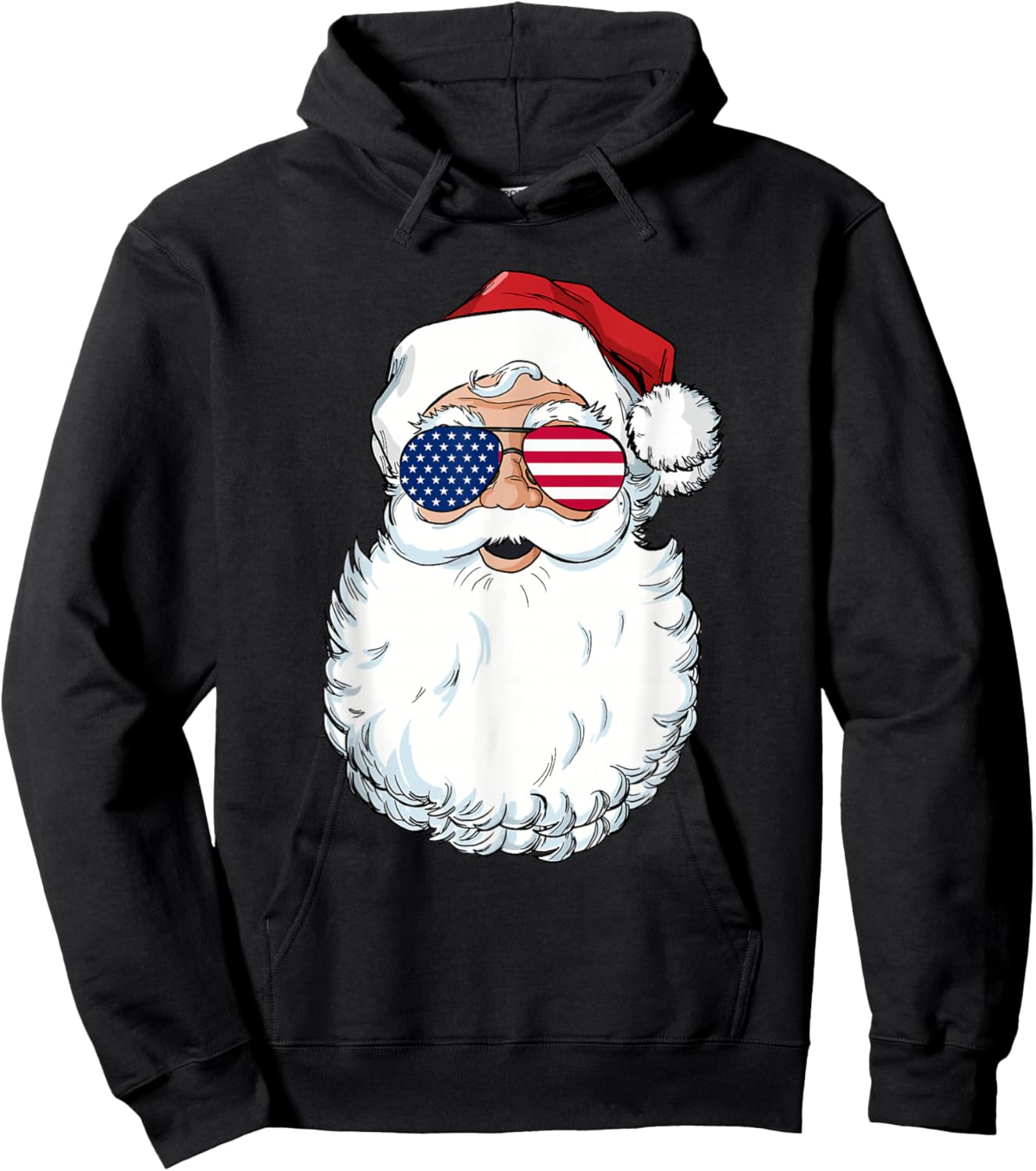Santa Claus Patriotic USA Sunglasses Christmas in July Santa Hoodie - Hoodie | Black