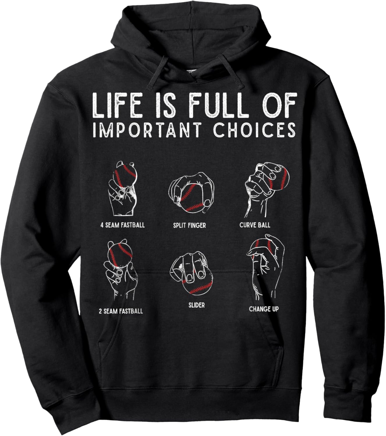 Types of Baseball Pitches Life Choices Pitcher Player Hoodie - Hoodie | Black