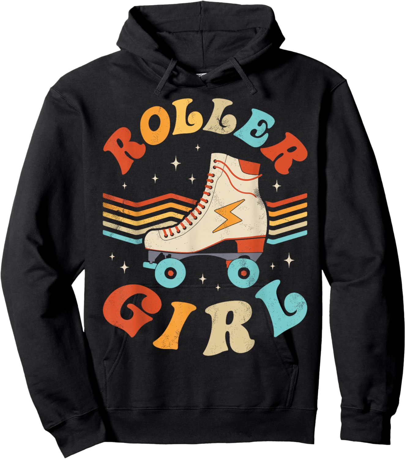 Roller Girl Skater Skating Retro Vintage 70s 80s Skates Cute Hoodie - Hoodie | Black