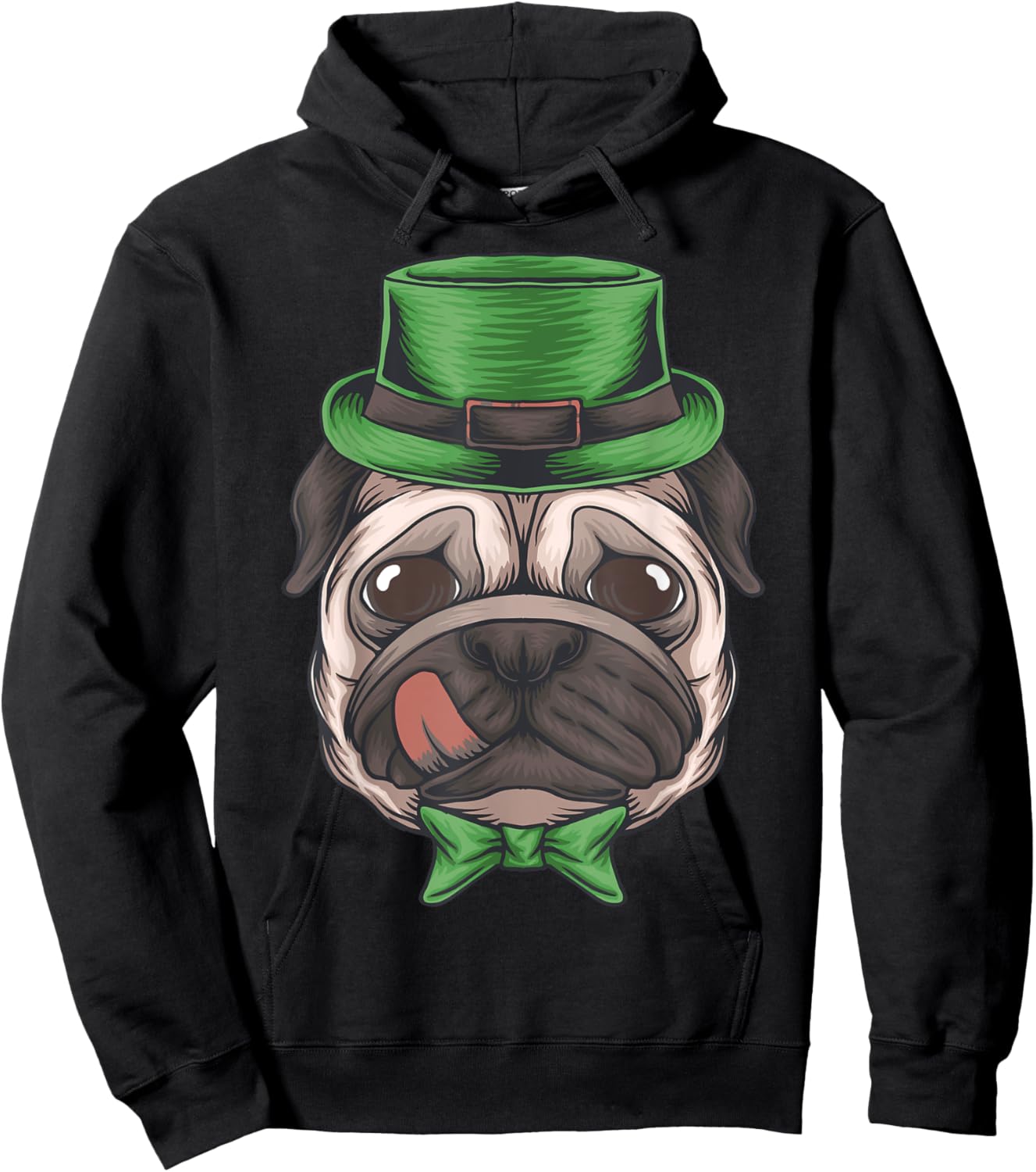 Pug Leprechaun St Patricks Day Dog Boys Men Irish Shamrock Hoodie - Hoodie | Black