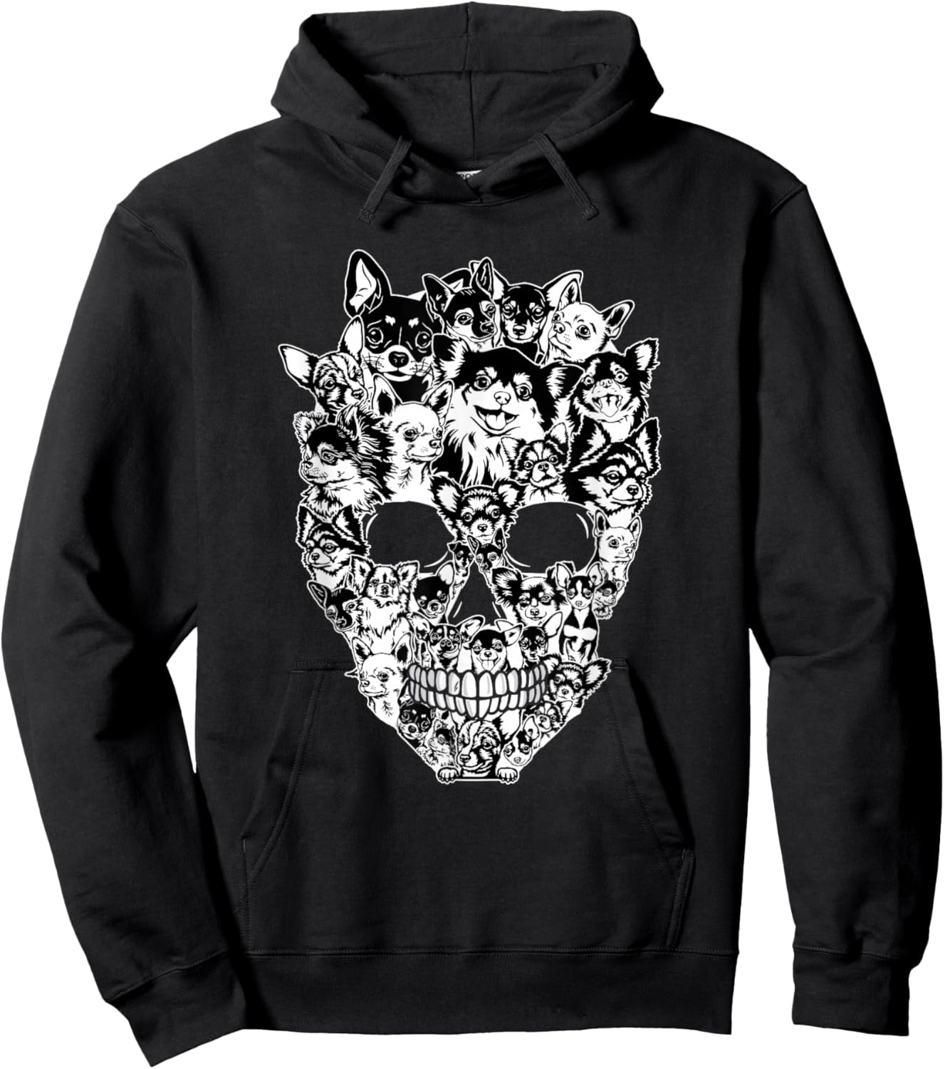 Funny Chihuahua Skull Dog Skeleton Halloween Women Kids Hoodie - Hoodie | Black