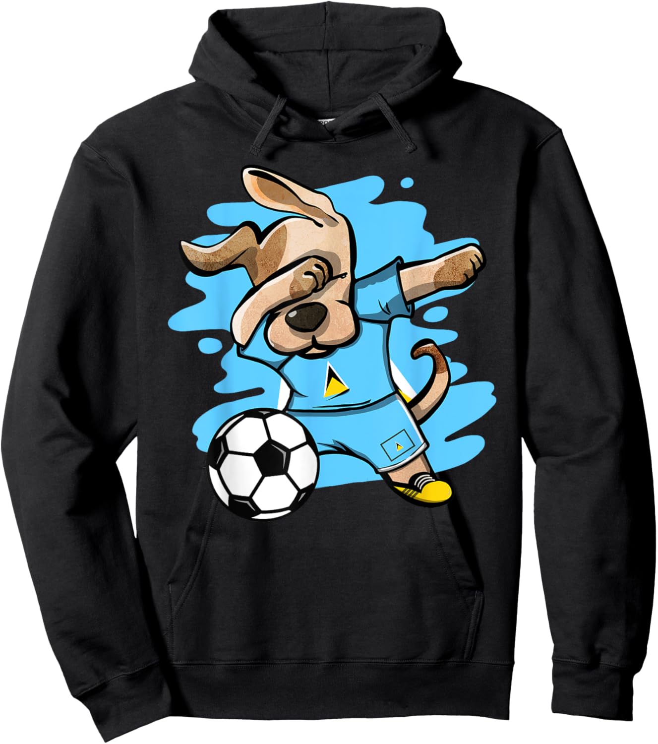 Dabbing Dog Saint Lucia Soccer Fans Jersey Saint Lucian Flag Women Girls Kids Hoodie - Hoodie | Black