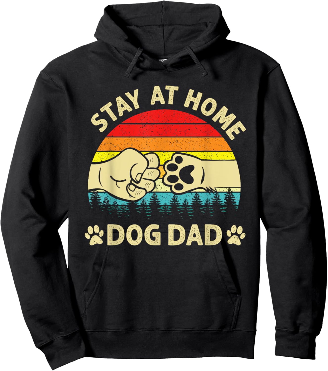 Vintage Stay at Home Dog Dad Retro Dog Lovers Father's Day Women Hoodie - Hoodie | Black