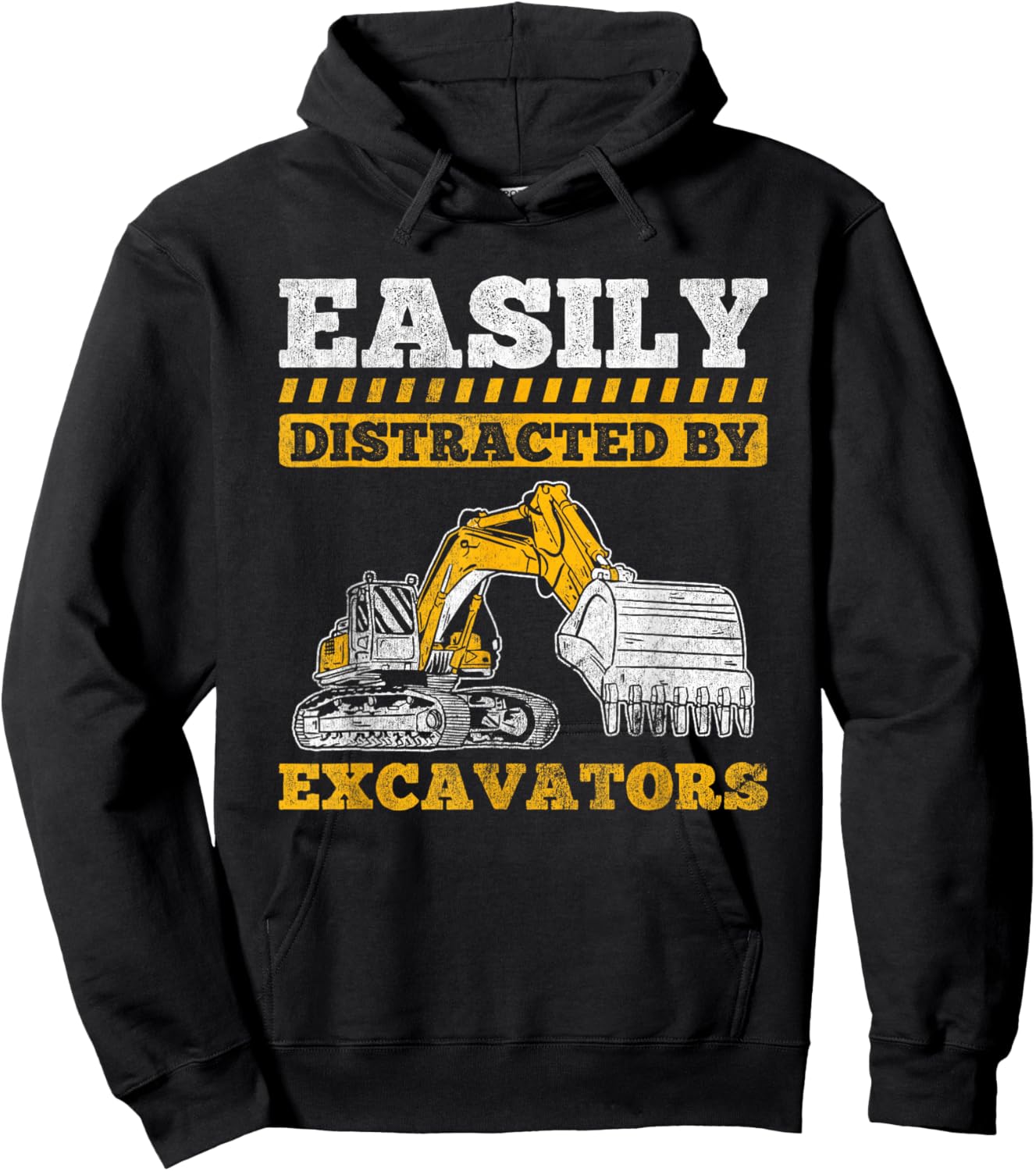 Truck Construction Easily Distracted By Excavator Hoodie - Hoodie | Black