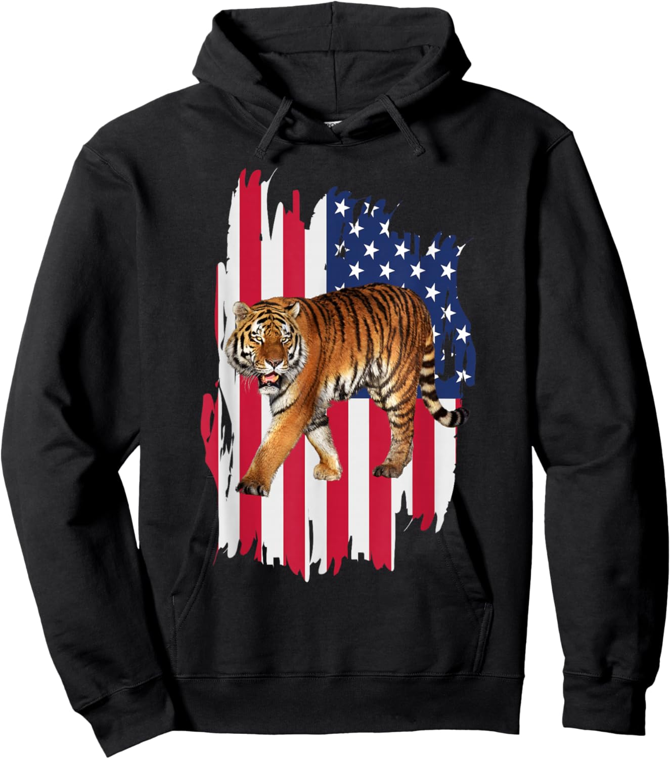 Tiger American Flag 4th Of July Patriotic Tiger Boys Men Hoodie - Hoodie | Black