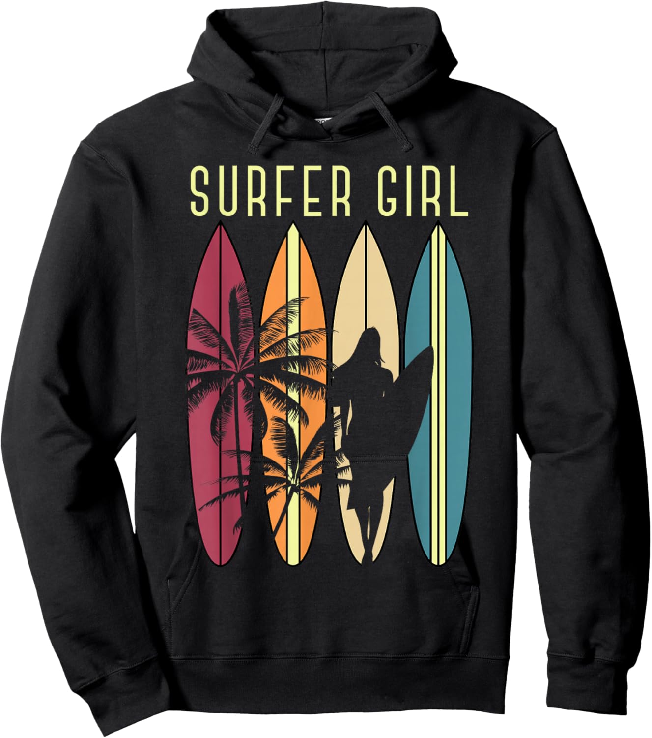 Water Sports Surfing Girls Surfboard Surfer Hobby Surfing Hoodie - Hoodie | Black