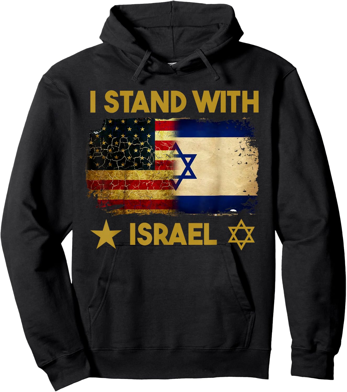 I Stand with Israel Shirt I Stand with Israel America Flag Hoodie - Hoodie | Black