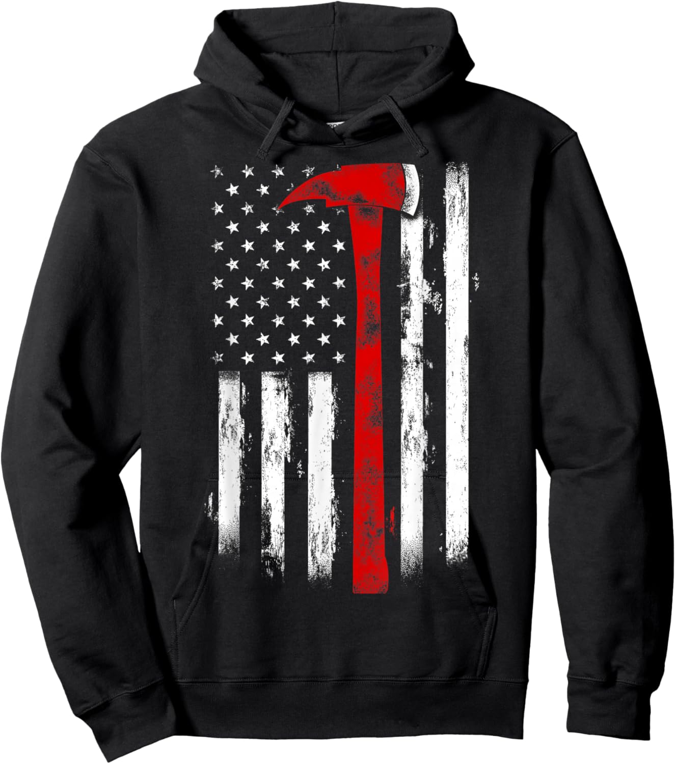 Fireman Ax Fire Department Firefighter American Axe Flag Hoodie - Hoodie | Black
