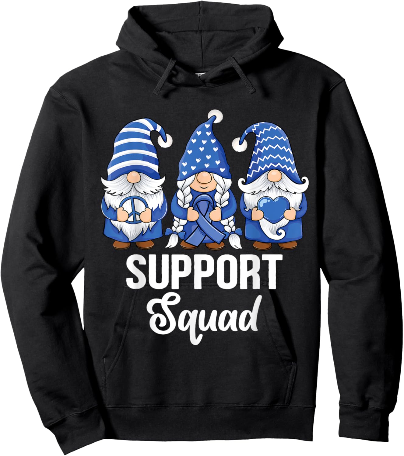 Colon Cancer Support gnomes with ribbon Colorectal Awareness Hoodie - Hoodie | Black