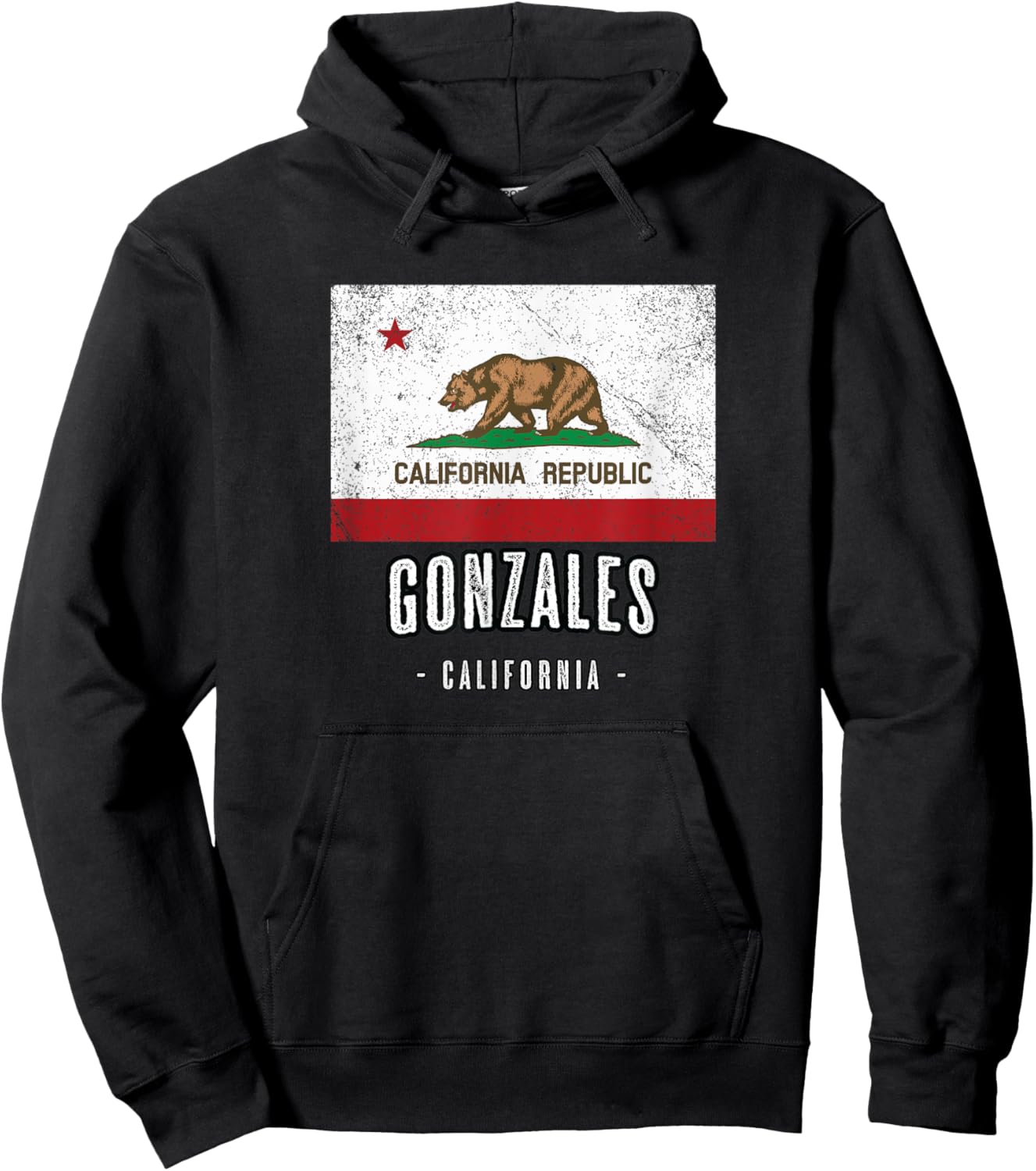 GONZALES - California | Cali City Souvenir - CA Flag Hoodie - Hoodie | Black