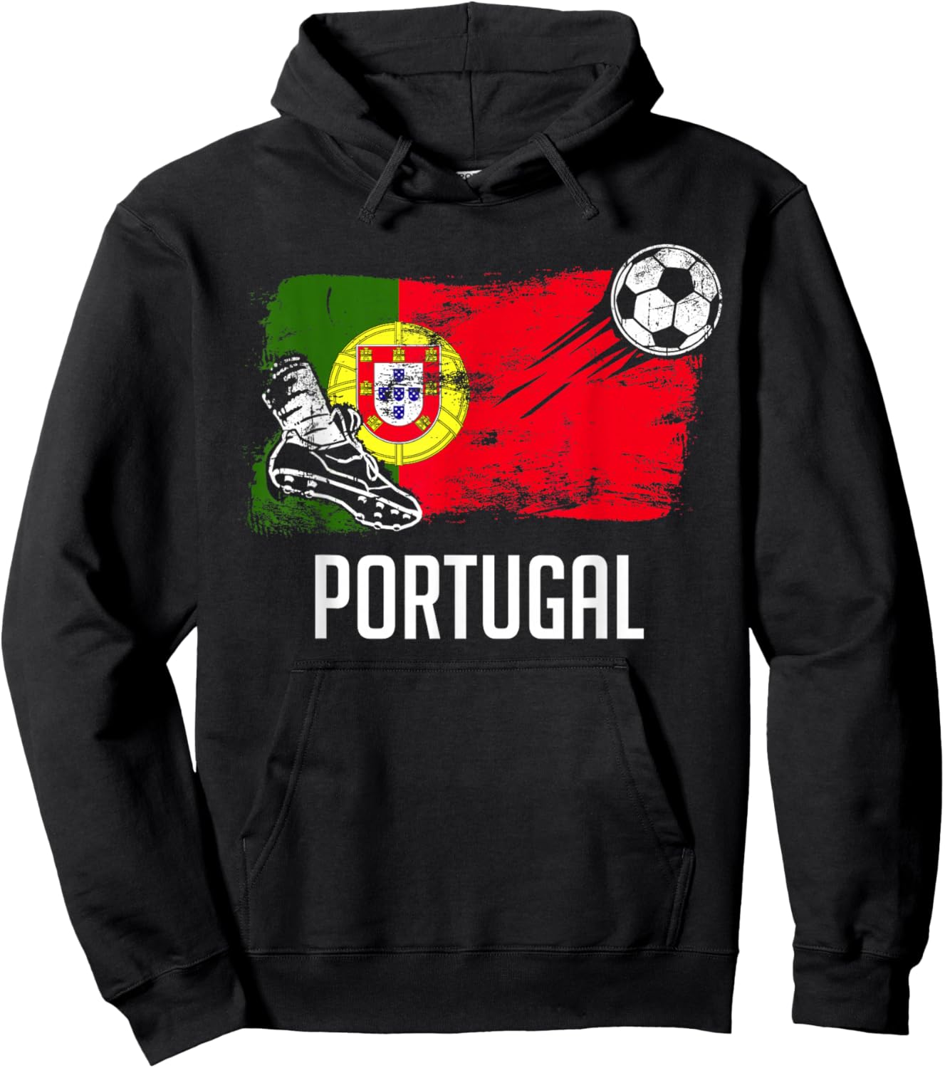 Portugal Flag Jersey Portuguese Soccer Team Portuguese Hoodie - Hoodie | Black