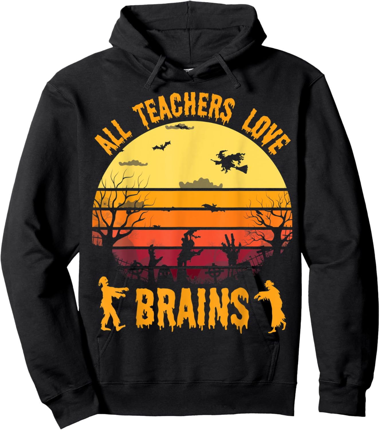 Funny Halloween Costume Teacher Love Brains Zombie Hoodie - Hoodie | Black