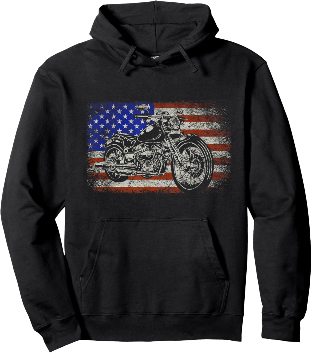Patriotic American Motorcycle Rider Gift US Flag Biker Women Men Hoodie - Hoodie | Black