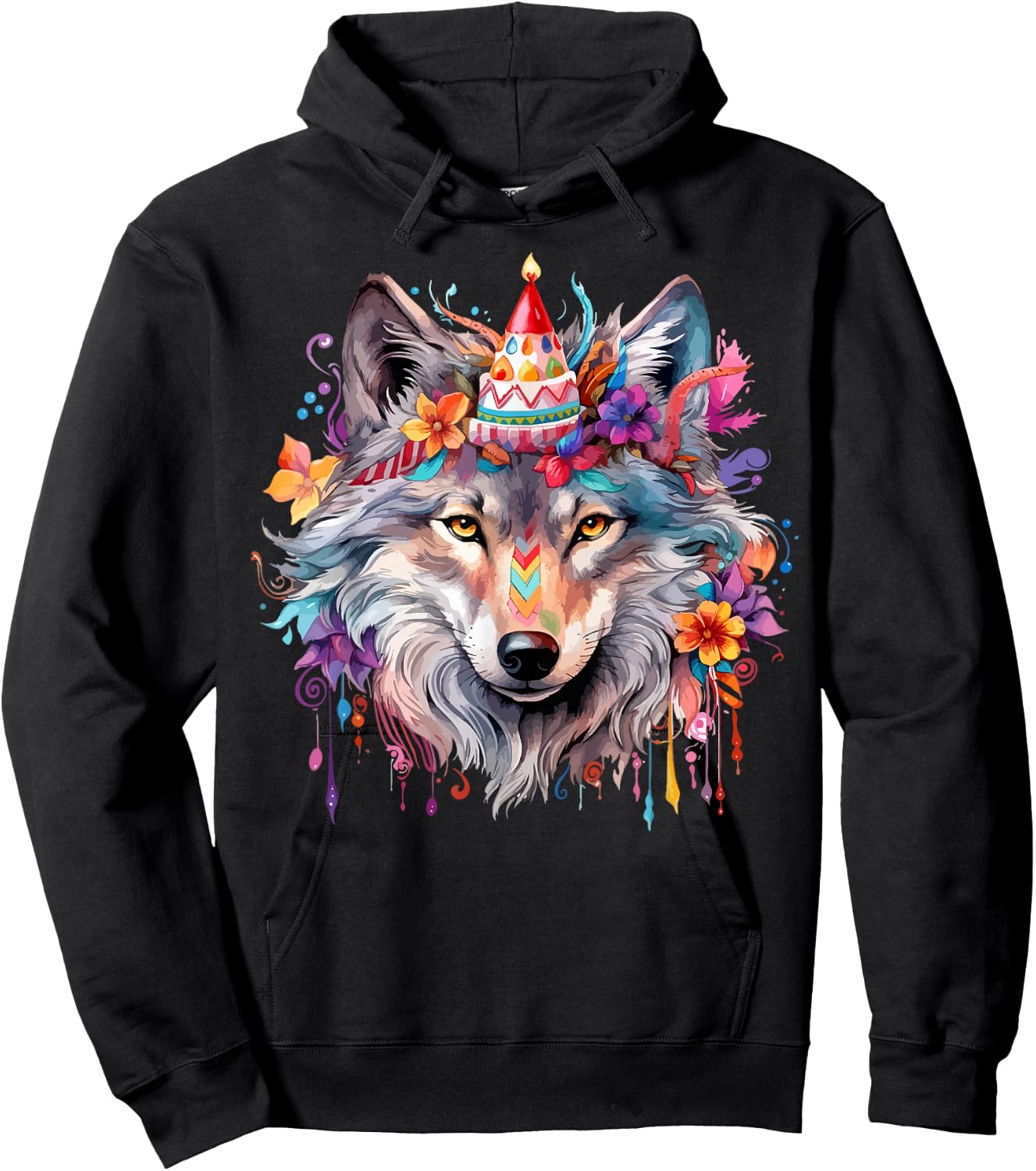 Birthday Wolf Portrait Party Wolves Lover Cute Girls Themed Hoodie - Hoodie | Black
