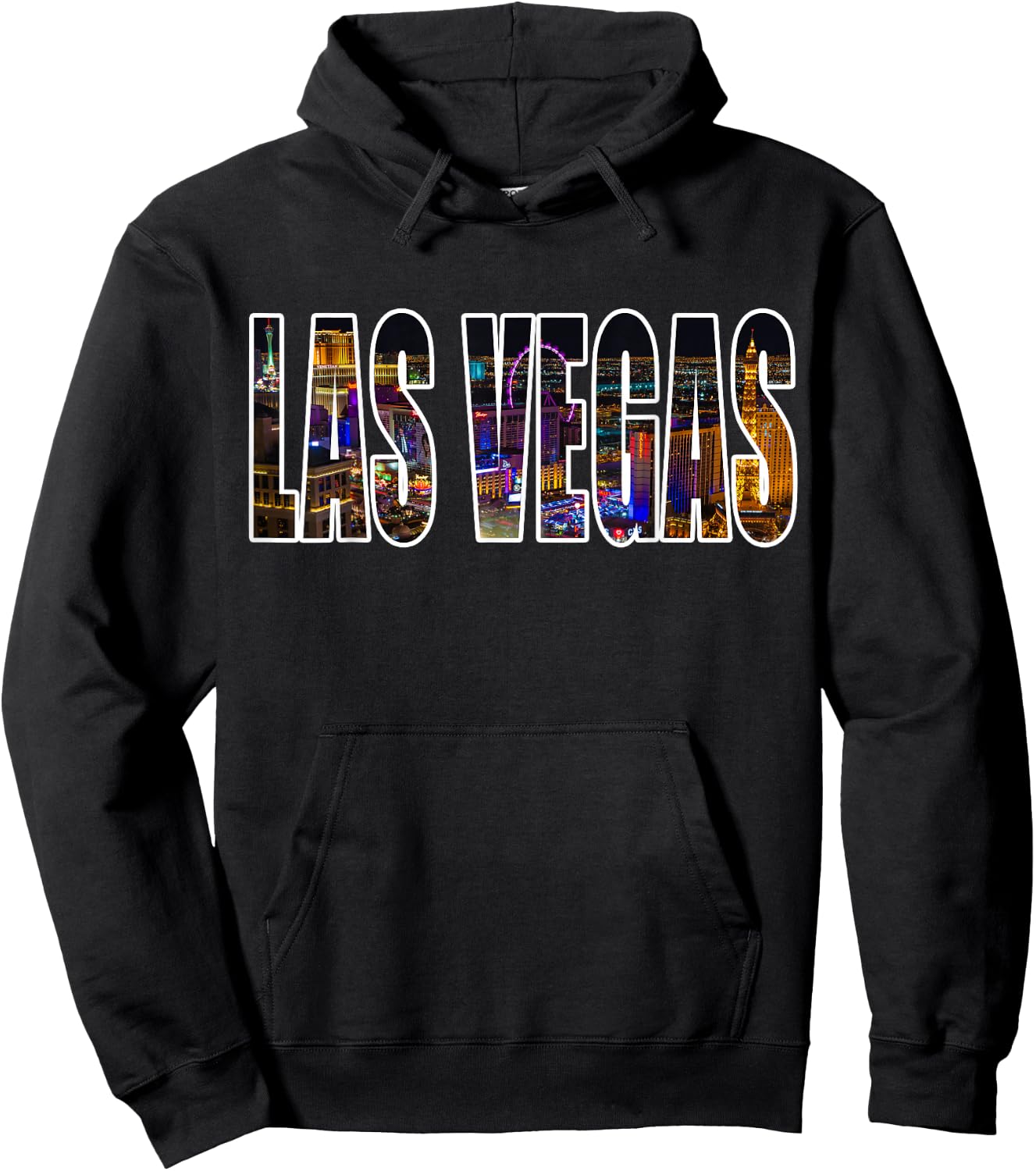 Las Vegas Nevada Urban Skyline Photography Font Hoodie - Hoodie | Black