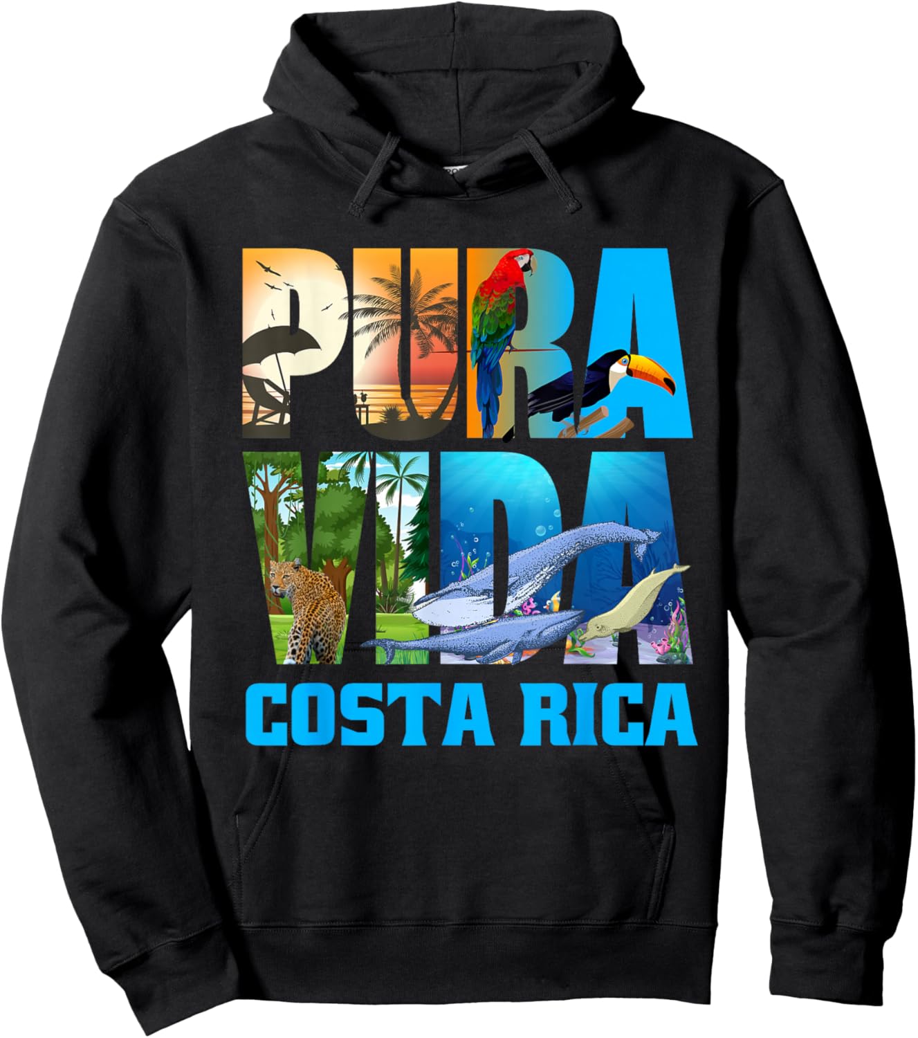 Costa Rica Pura Vida Shirt Animals Nature Pura Vida Hoodie - Hoodie | Black