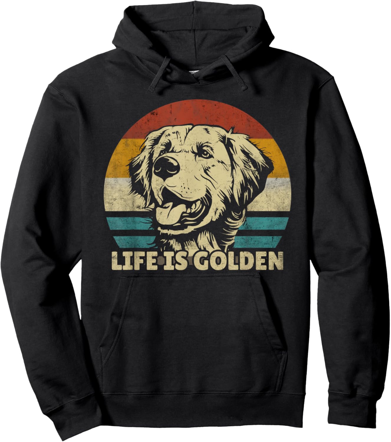 Golden Retriever Hund Life is golden retro vintage Hoodie - Hoodie | Black