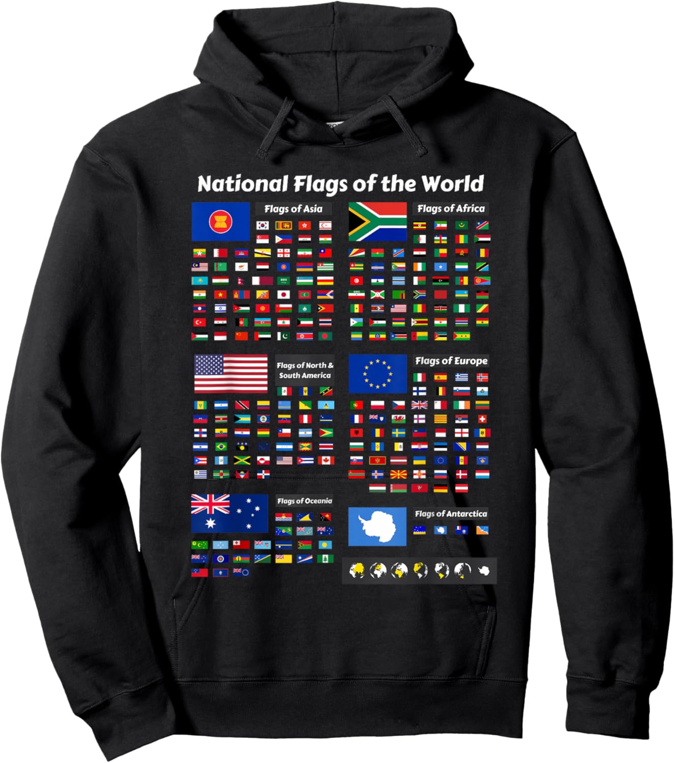 Flags of The Countries of The World International Gift Hoodie - Hoodie | Black