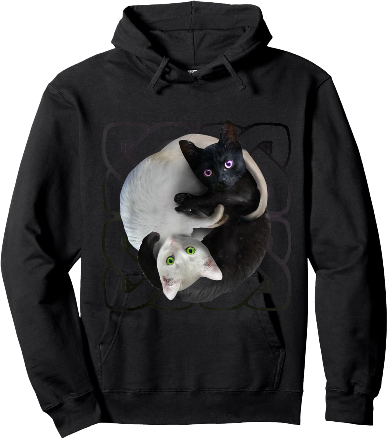 Yin Yang Cat Cats, Yin-Yang Kitty, YinYang Kitten Hoodie - Hoodie | Black