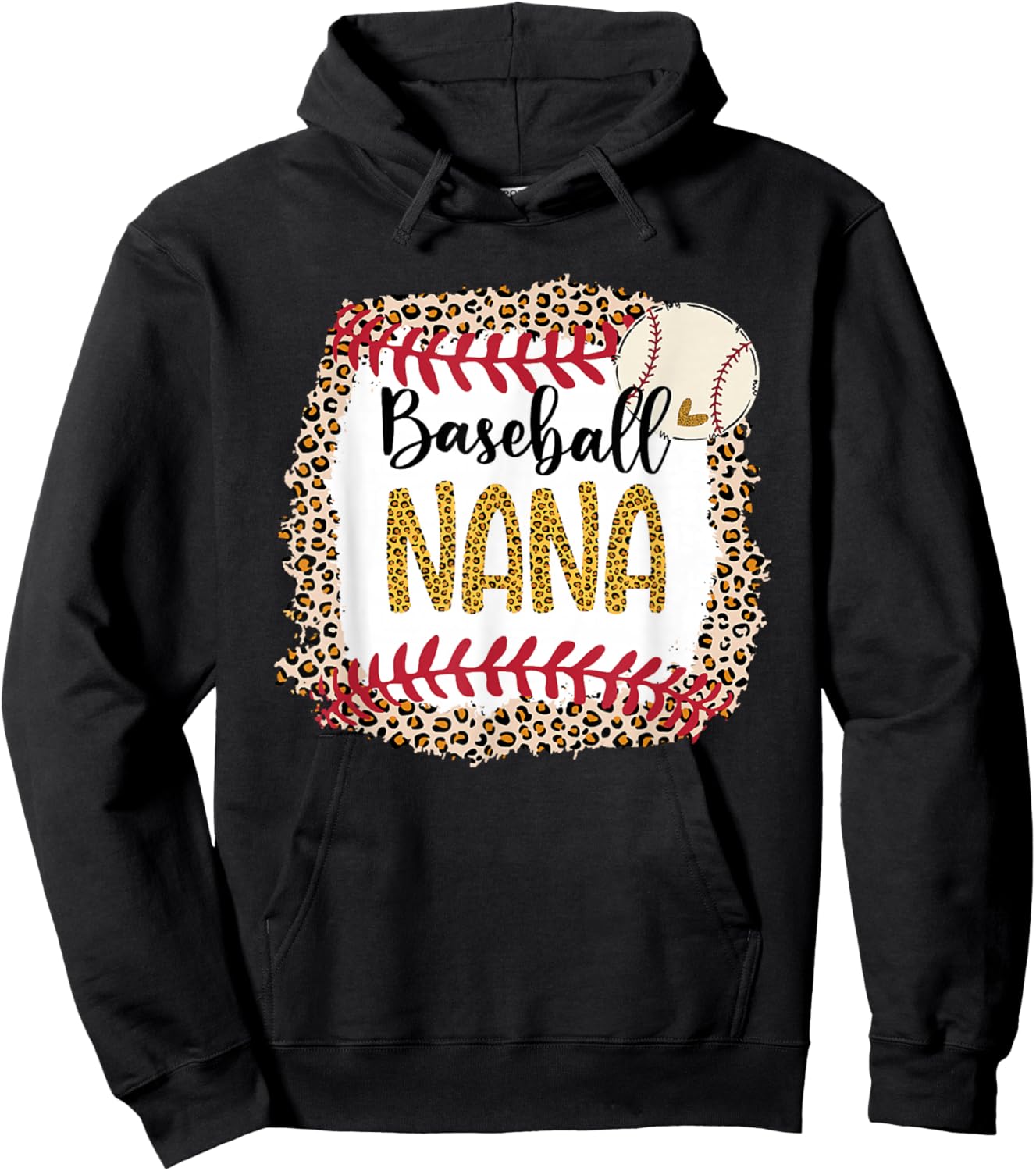 Baseball Nana, Leopard Baseball Nana For Mother's Day Hoodie - Hoodie | Black