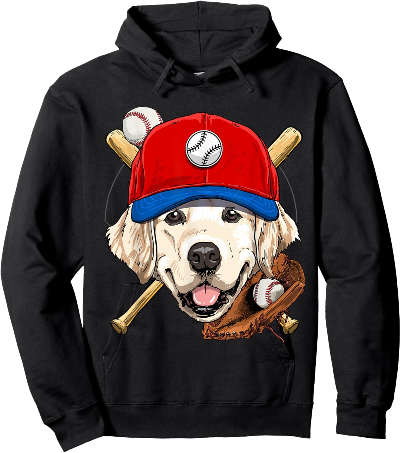Golden Retriever Baseball Dog Lovers Baseball Player Women Girls Kids Hoodie - Hoodie | Black