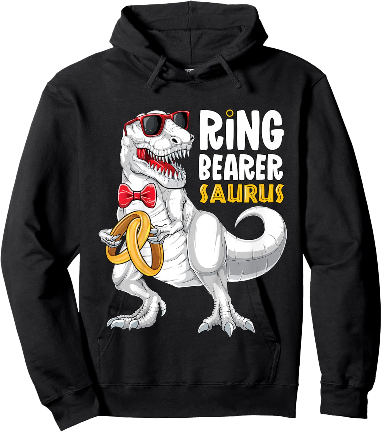 Kids Ring Bearer Saurus Shirt T Rex Wedding Boys Ring Bearer Hoodie - Hoodie | Black