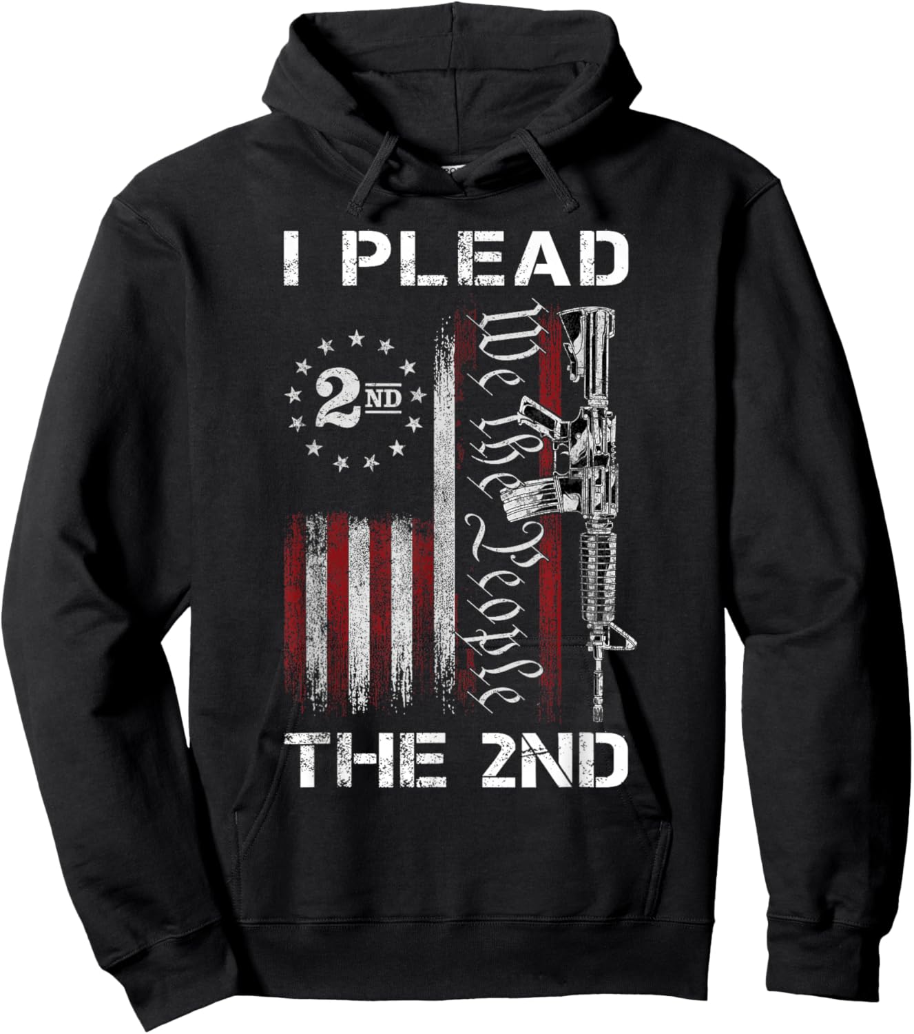 I Plead The 2nd We The People USA Flag AR-15 Rifle Hoodie - Hoodie | Black