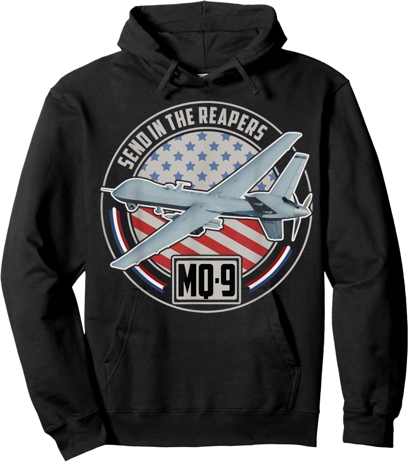 MQ-9 Reaper UAV US Military Drone US Patriot Hoodie - Hoodie | Black
